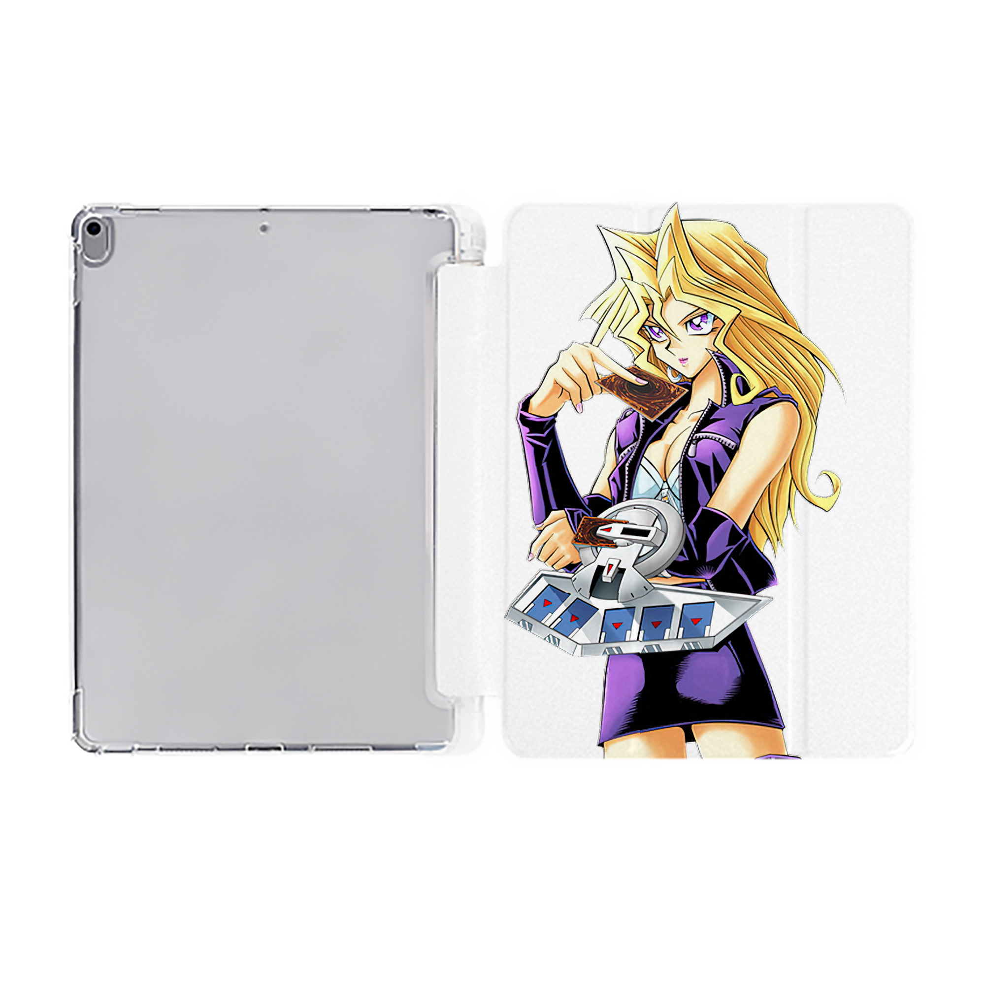 （画像用） 遊☆戯☆王 Yu-Gi-Oh! IPad ケース ペン収納付き 三つ折りスタンド PUレザー×シリコン 対応機種9.5/10.5/10.9インチ